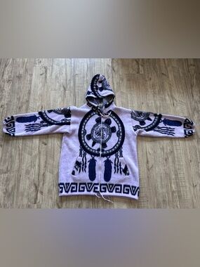 Wool blend Dreamcatcher feather traditional indigenous Graphic Hooded Sweater
